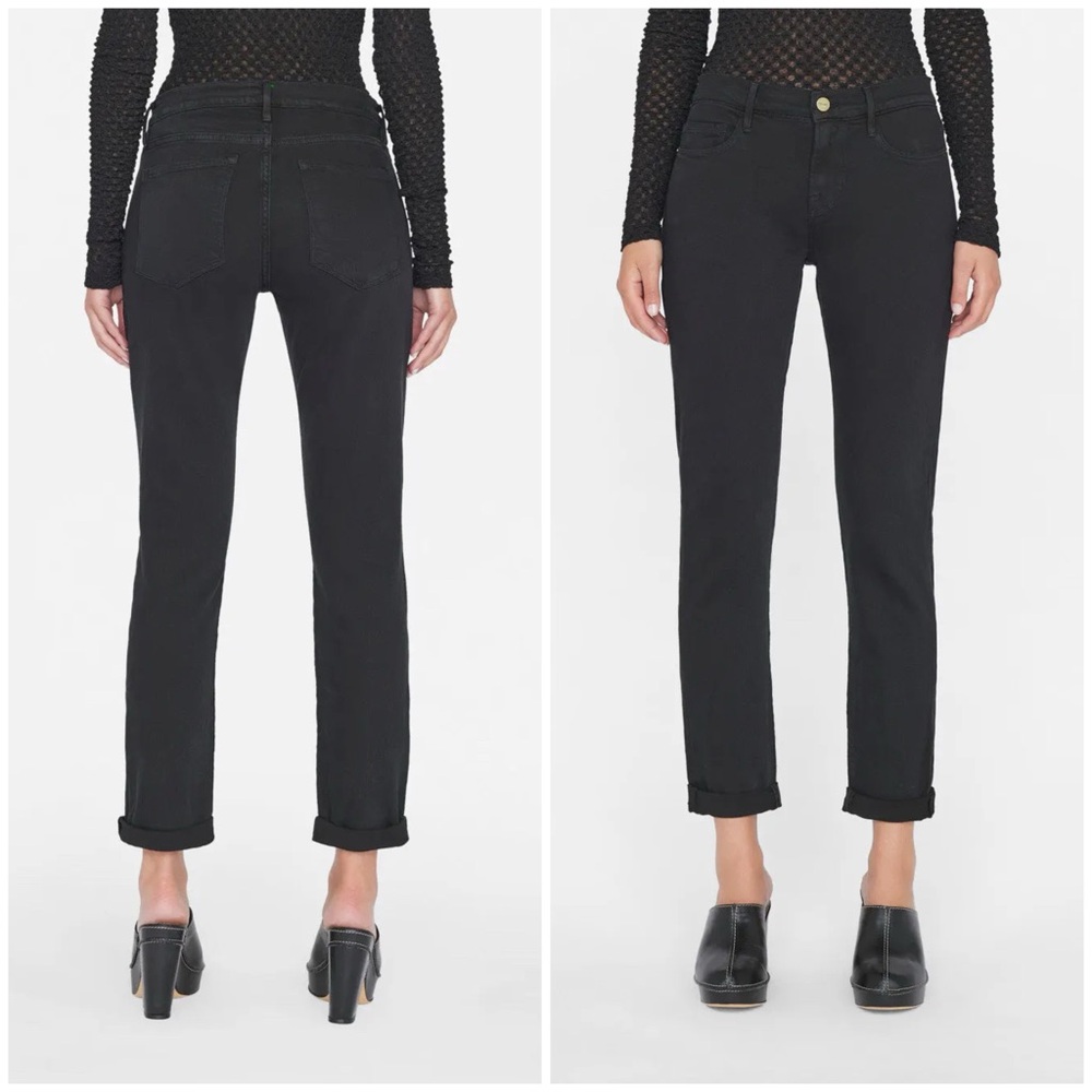FRAME Le Garcon in Noir straight jeans, boyfriend jeans